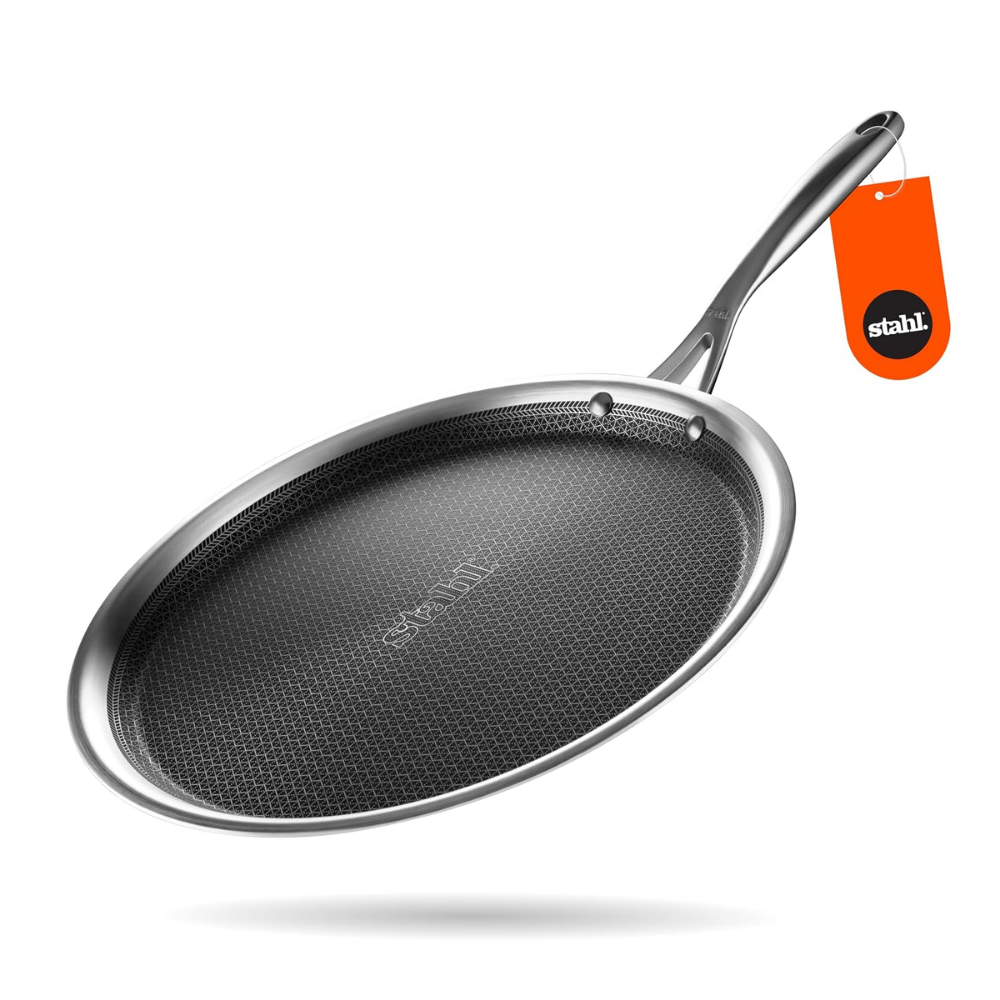 Stahl Artisan Hybrid Triply 32 cm Dosa Tawa | Dosa Tawa with Induction Base | Non Stick Pan, Stainless Steel Scratch Resistant Dosa Tava