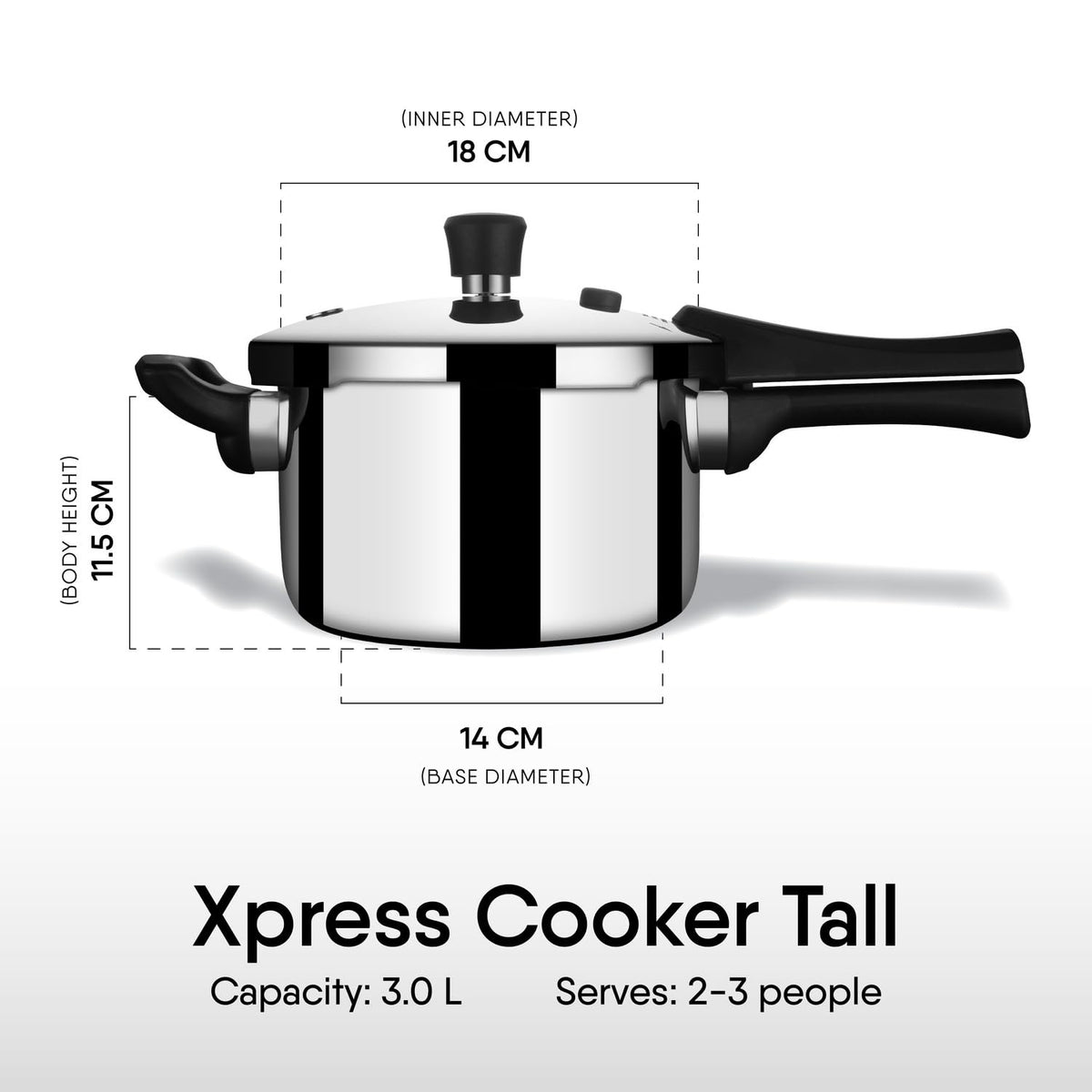 Stahl Xpress Triply 3 L Triply Pressure Cooker Tall, Induction Cooker, Outer Lid Pressure Cooker, Induction & Gas Stove Compatible, 5 Years Warranty