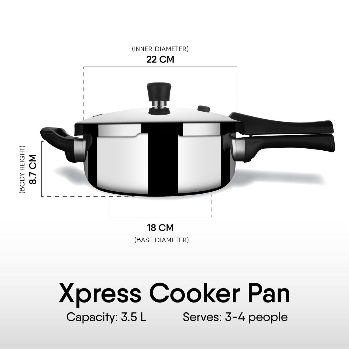 Stahl Xpress Triply 3.5 L Triply Pressure Cooker Pan, Induction Cooker, Outer Lid Pressure Cooker, Induction & Gas Stove Compatible, 5 Years Warranty