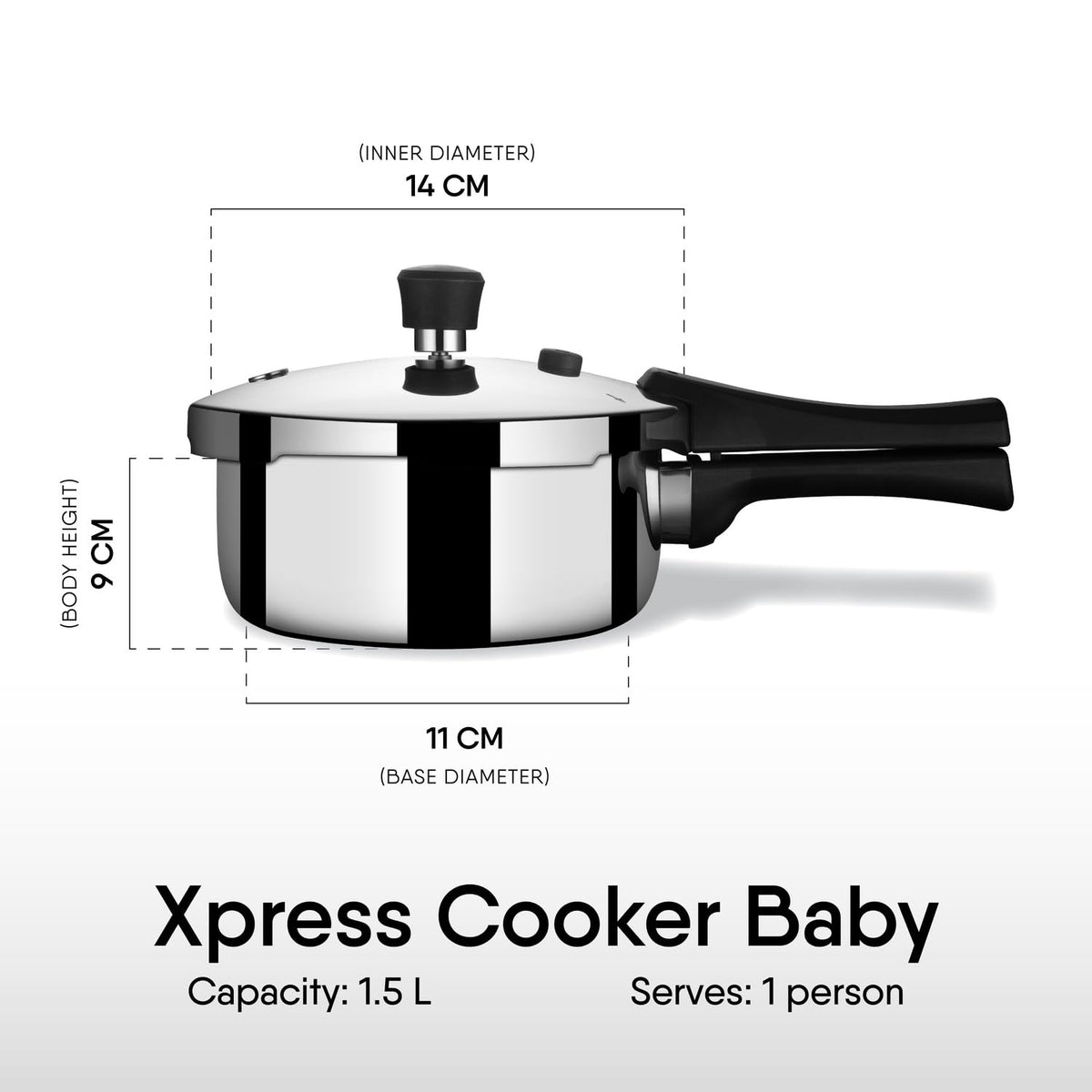 Stahl Xpress Triply 1.5 L Pressure Cooker Baby, Induction Cooker, Outer Lid Pressure Cooker, Induction & Gas Stove Compatible, 5 Years Warranty