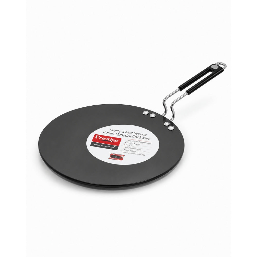 Prestige Hard Anodised Roti Tawa | Thick Base (4 mm) | Gas & Induction Compatible | Metal Spoon Friendly | Stay Cool Handle | Wide Base | 2Y Warranty | ISI
