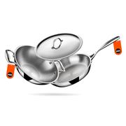 Stahl Artisan 3 Piece Triply Stainless Steel Cookware Set, Artisan Triply Kadhai 24cm + Artisan Triply Fry Pan 24cm with SS Pro Lid | Induction & Gas Compatible | Cookware Combo for Frying & Cooking