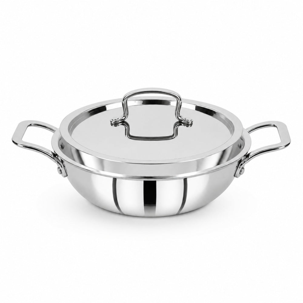 Fivanna Triply Stainless Steel Kadai with Lid