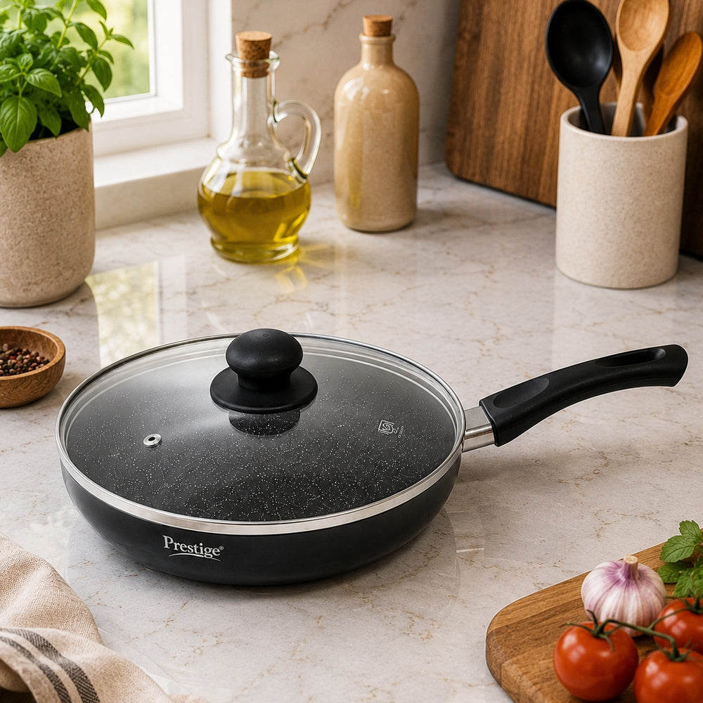 Prestige Omega Deluxe Granite Fry Pan with glass lid